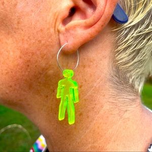 Neo-on colored earring hand designed for human wear!  Street stopper!  Have fun!
